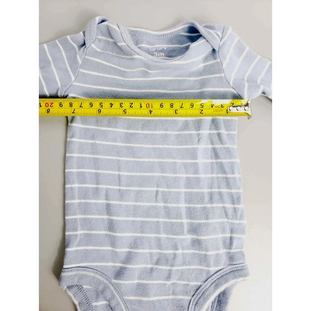 Carters Baby Bodysuit 3M‎ Blue White Stripe Long Sleeve Onesie